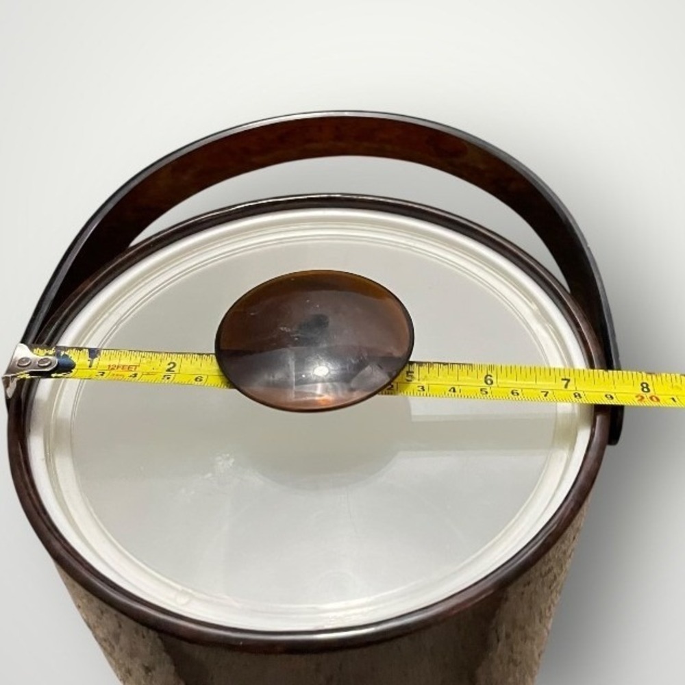 Georges Briard Ice Bucket Barware Brown Faux Tortoise Shell MCM Insulated Lid - Picture 4 of 5